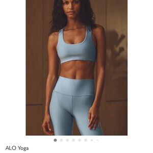 ALO Yoga Airlift Advantage Racerback Bra in Seashell Blue (M)